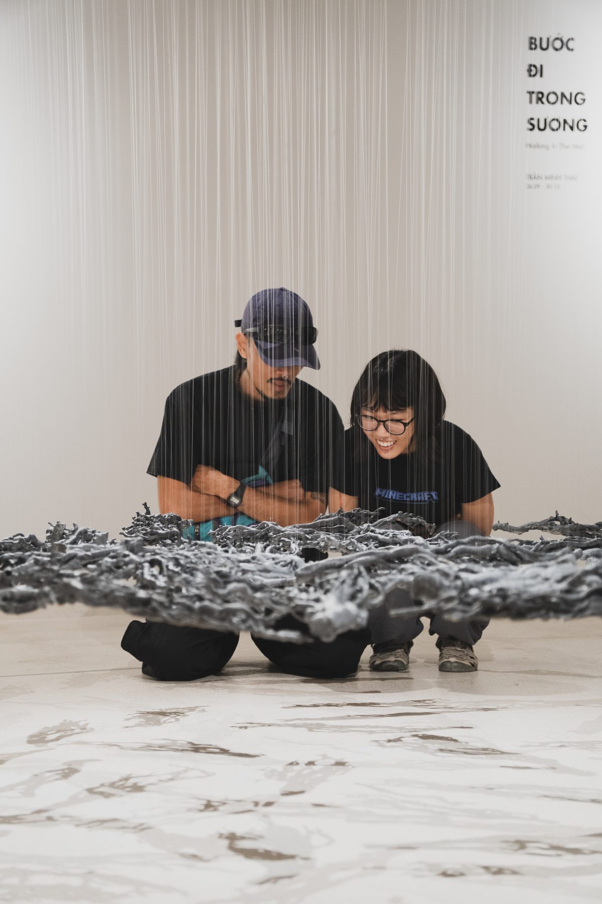 Visitors with floor installation